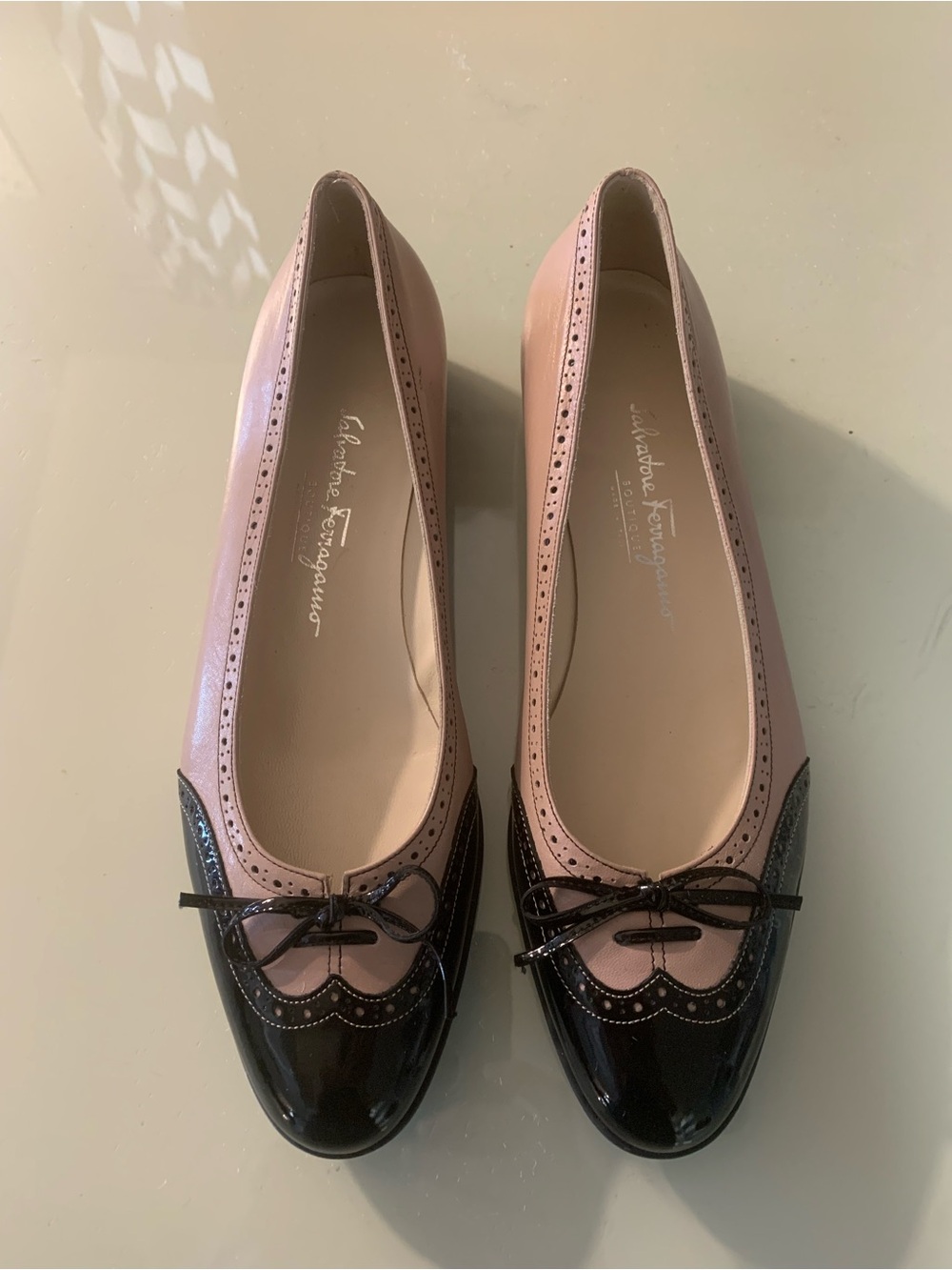 Salvatore Ferragamo Pink and Black Two-Tone Ballet Flats NWOB 9